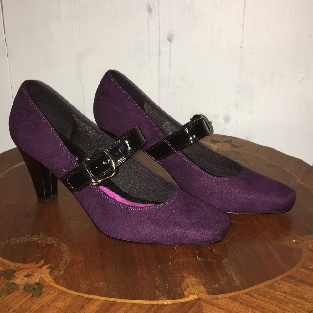 Gretta Purple and Black Heel Shoes